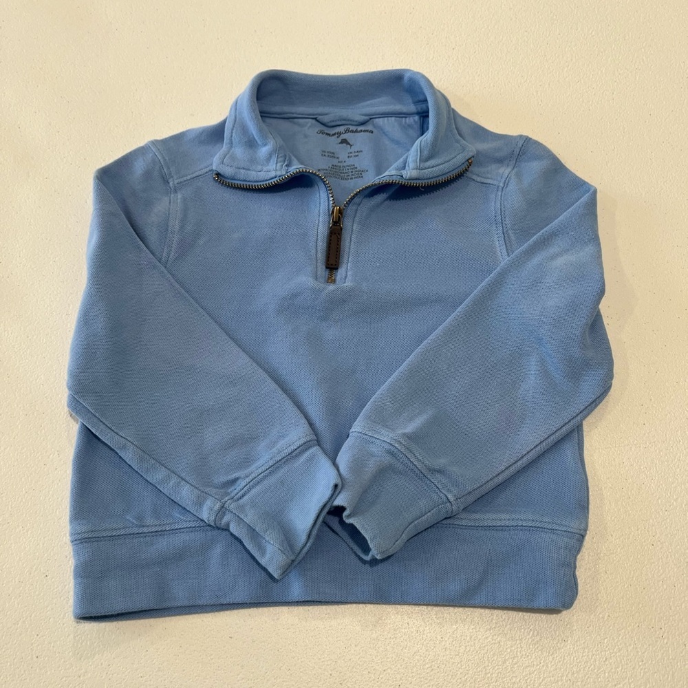 Tommy Bahama Boys Blue Cotton Pullover 1/4 Zip Kids Sweatshirt Sweater Size 3-4y